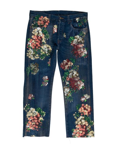 gucci floral painted jeans|gucci jeans online.